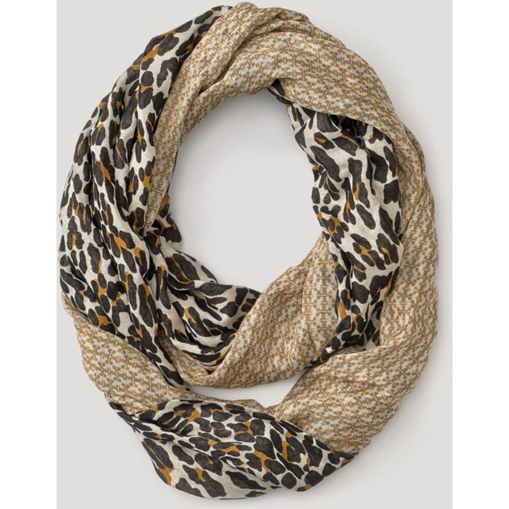NWT TORY BURCH Reva Infnity Leopard Logo scarf